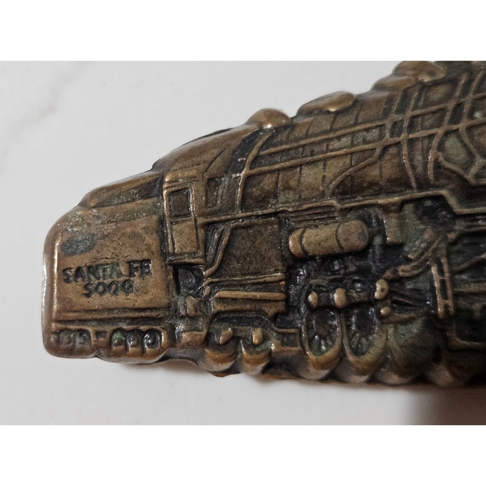 Vintage Santa Fe Railway Madame Queen 5000 Steam Engine Train Belt Buckle Brass